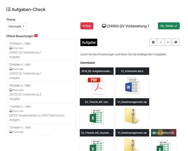 Aufgaben überprüfen, korrigieren